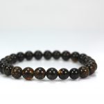 Black color Baltic amber bracelet, perfect round beads