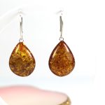 Gintariniai auskarai dideli lašai