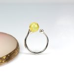 Silver ring with amazing amber bubble