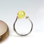 Sidabrinis žiedas su gintaro burbuliuku