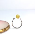 Silver ring with amazing amber bubble