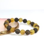 Two colors Baltic amber bracelet, round beads