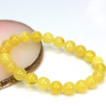 White Baltic amber bracelet, perfect round beads