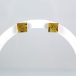 Amber stud earrings square shape green color