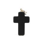 Gintarinis pakabukas juodas kryželis didesnio dydžio