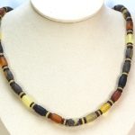 Baltic amber men's luxury necklace, multi color, unpolished