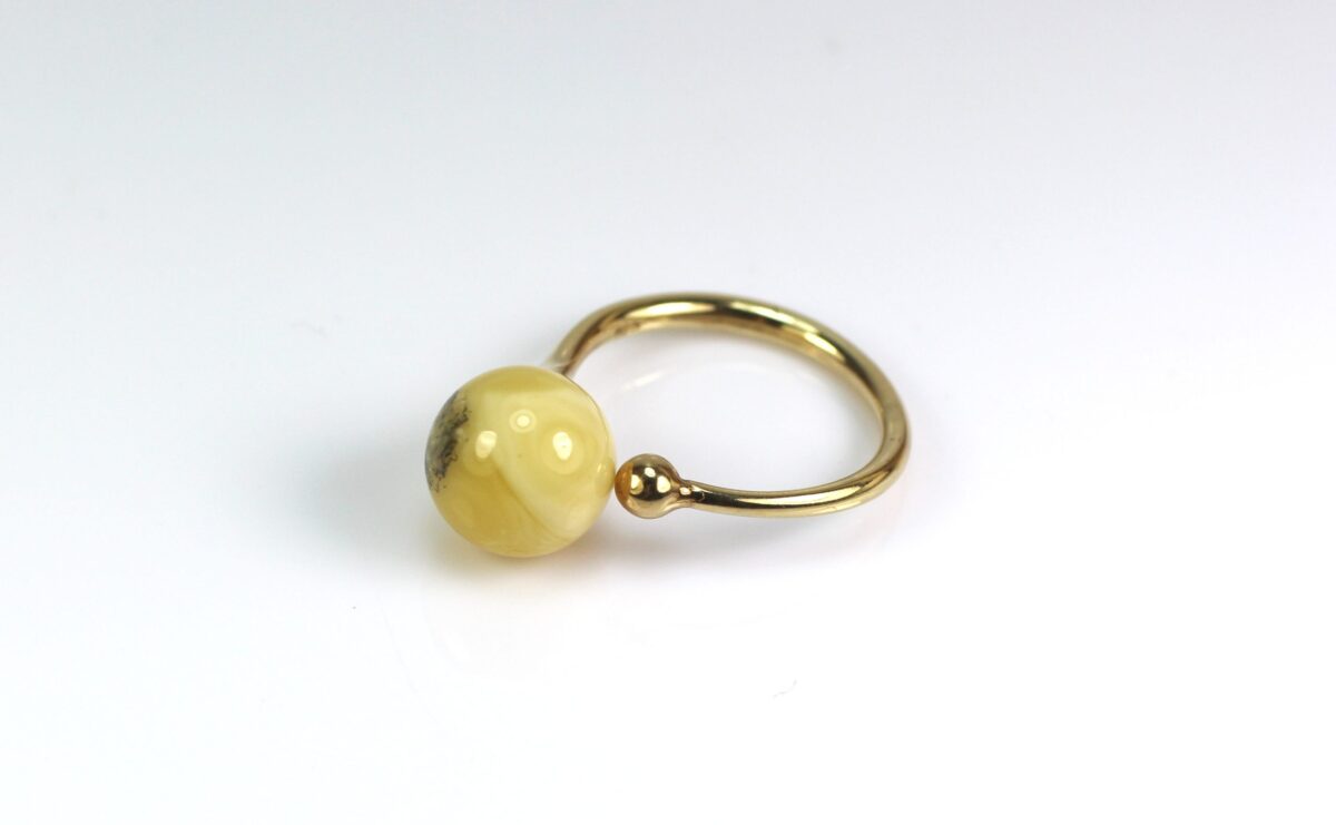 Silver ring with amber