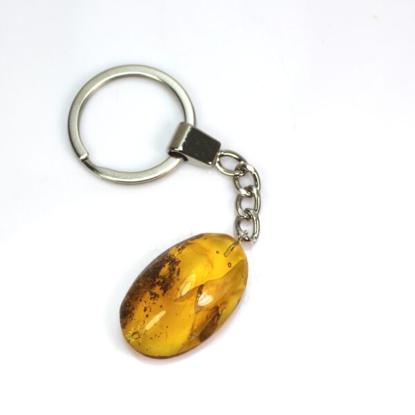 Gintarinis raktų pakabukas su inkliuzu