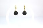 Black amber earrings round bubbles - Image 3
