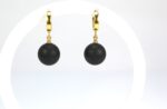Black amber earrings round bubbles - Image 4