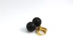 Black amber earrings round bubbles - Image 5