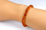Baltic amber bracelet, brown color, rounded beads - Image 2