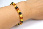 Multi color, Baltic amber bracelet, rounded beads - Image 2